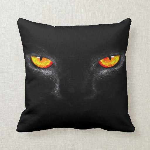Black Cat Eyes Watercolor Art Plush Throw Pillow Zazzle