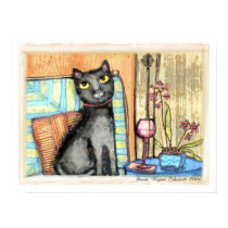 Black Cat Flowers and Wine posters by jamiecreates1 Black Cat Flowers and Wine posters