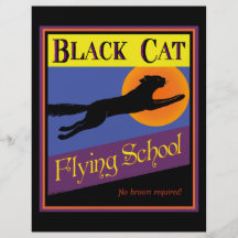 Black Cat Flying School Halloween Flyer