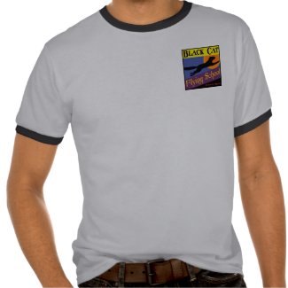 Black Cat Flying School Retro Halloween T-shirt shirt