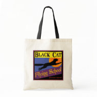 Black Cat Flying School Vintage Halloween Art bag