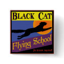 Black Cat Flying School Vintage Halloween Art button