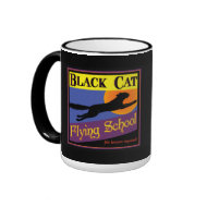 Black Cat Flying School Vintage Halloween Art mug