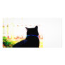 Black Cat From Back Looking Out Window Custom Photo Card