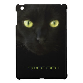 Black Cat Green Eyes iPad Mini case