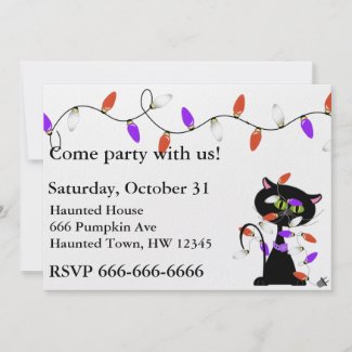 Black Cat Halloween Invitation
