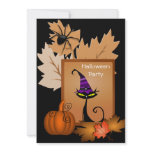 black cat halloween invitation