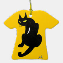 BLACK CAT HALLOWEEN PARTY CHRISTMAS TREE ORNAMENT