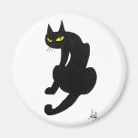 BLACK CAT HALLOWEEN PARTY FRIDGE MAGNET