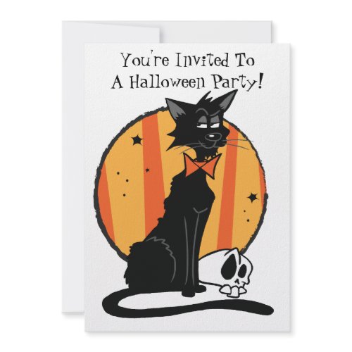 Black Cat Halloween Party Invitation invitation
