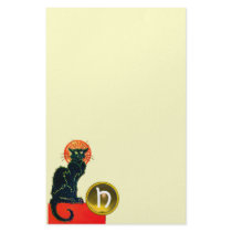 BLACK CAT HALLOWEEN PARTY MONOGRAM CUSTOMIZED STATIONERY