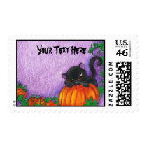 Black Cat Halloween Postage postage