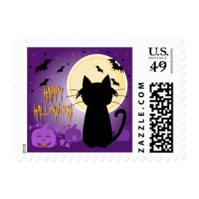 Black Cat Halloween Stamp