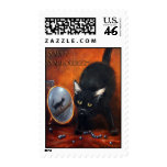 Black Cat Halloween Violano postage