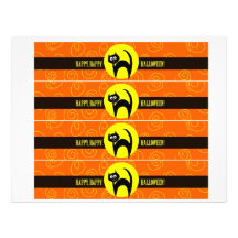 Black Cat, Halloween Wrap-Around Water Labels Personalized Letterhead