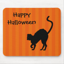 Black Cat Happy Halloween Mousepad