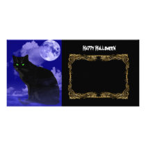 Black Cat,  Happy Halloween photo card, template photo cards