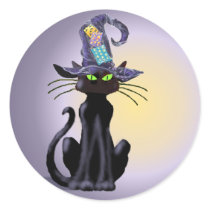 BLACK CAT & HAT by SHARON SHARPE Sticker