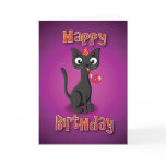 black cat - hat& whistle - happy birthday cards