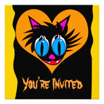 Black Cat Heart Invitations