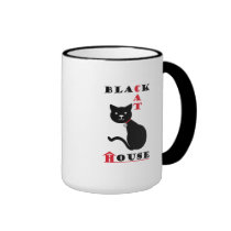 Black Cat House Mug mugs