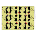 Black Cat in a Christmas Hat Greeting Cards