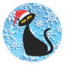 Black Cat in Santa Hat Holiday Sticker