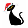 Black Cat in Santa Hat Holiday T-shirt