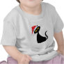 Black Cat in Santa Hat Holiday T-shirt