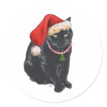 Black Cat in Santa Hat Stickers