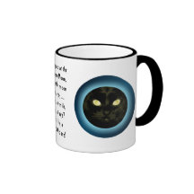 Black Cat in the Moon Halloween Mug with Verse