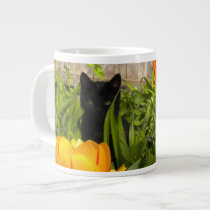 Black Cat in the Tulips Specialty Mug mugs