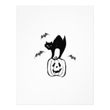 Black Cat Jack-o Bats Letterhead Design