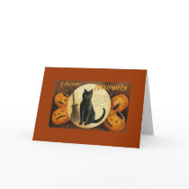 black cat & jackolanterns greeting card