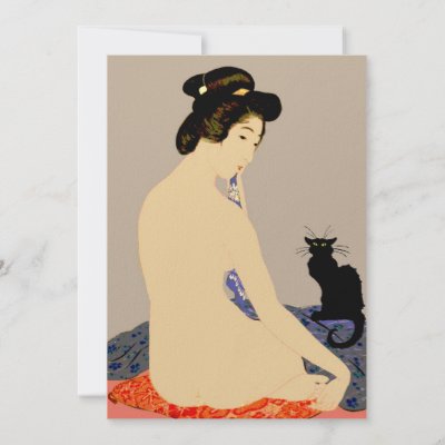 Black Cat Japanese N**e Print Invite by figstreetstudio