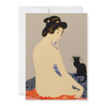 Black Cat Japanese Nude Print Invite