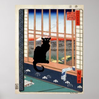 Black Cat, Japanese Print print