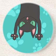 Black Cat jumping out Beverage Coasters