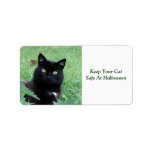 Black Cat Keep Your Cat Safe  At Halloween Label
