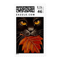 Black Cat & Leaf Stamps