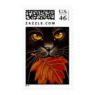 Black Cat & Leaf Stamps