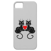Black Cat Love iPhone 5 Covers