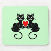 Black Cat Love Mouse Pads