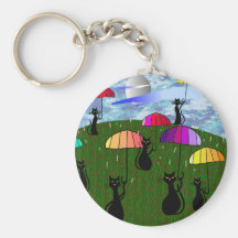 Black Cat Lovers Art Gifts Keychain
