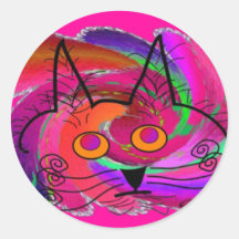 Black Cat Lovers Art Gifts Round Stickers