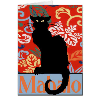 Black Cat, Mahalo, Thanks, Poster Card