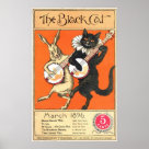 postcard - March 1896 cover of the Black Cat Magazine featuring a bunny and cat playing banjos! See all the Retro Banjo designs for the best in Old Time Vintage Banjo Art.