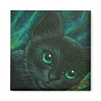 BLACK CAT - NORTHERN LIGHT Magnet by BY_CYRA BLACK CAT - NORTHERN LIGHT Magnet