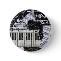 Black Cat on a Keyboard Pin