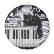 Black Cat on a Keyboard Magnet